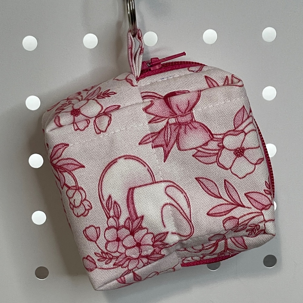 Floral Pink Western Mini Zipper with Keychain